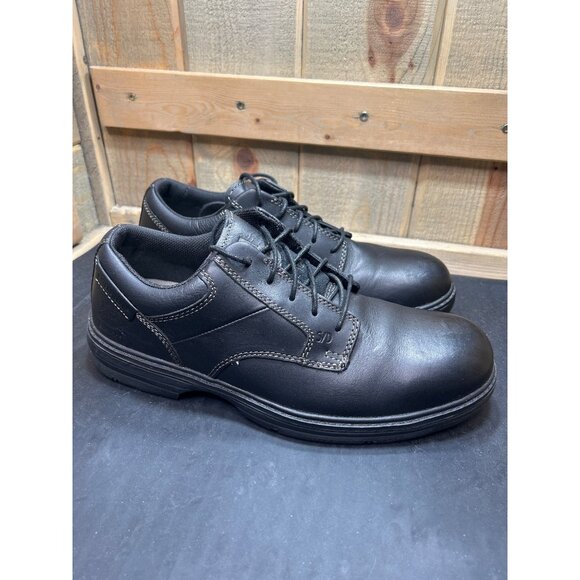 Mens Caterpillar Black Steel Toe Shoes 9.5W Ergo Comfort wide fit - Picture 1 of 11